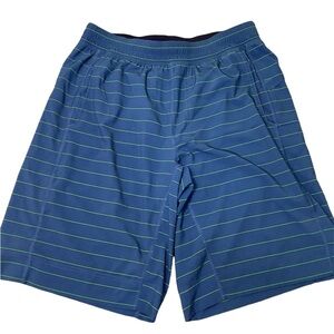 Lululemon men’s blue shorts with green stripes